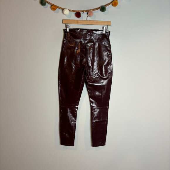 SPANX Faux Patent Leather Leggings Ruby Burgundy - Picture 5 of 6